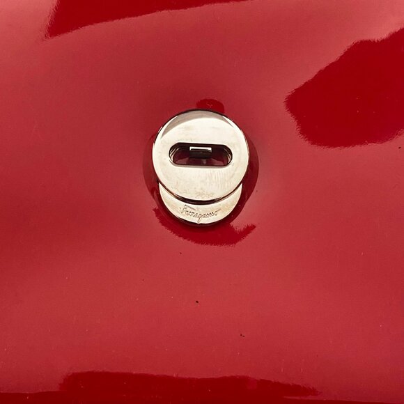 Salvatore Ferragamo Ginny Vara Bow Red Patent Leather Bag - Picture 6 of 11